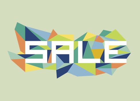 Trendy sale flat text over retro triangle composition background. Vector file layered for easy manipulation and custom coloring.