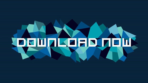 Fashion download now flat text over vintage triangle composition background. Vector file layered for easy manipulation and custom coloring.