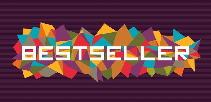 Unusual best seller flat text over vintage triangle composition background. Vector file layered for easy manipulation and custom coloring.