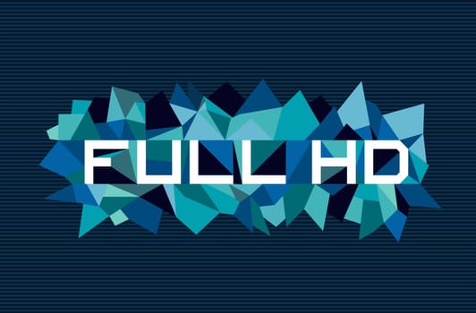 Trendy full hd flat text over retro triangle composition background. Vector file layered for easy manipulation and custom coloring.