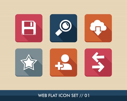 Web applications flat icon set, social media contact search elements. Vector file layered for easy editing.