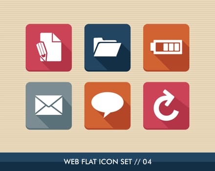 Web applications flat icon set, social media messaging elements. Vector file layered for easy editing.