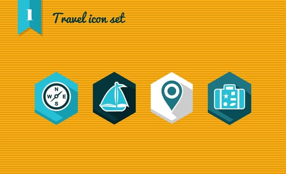 Travel flat icon set, vacations details destination web app. Vector file layered for easy editing.