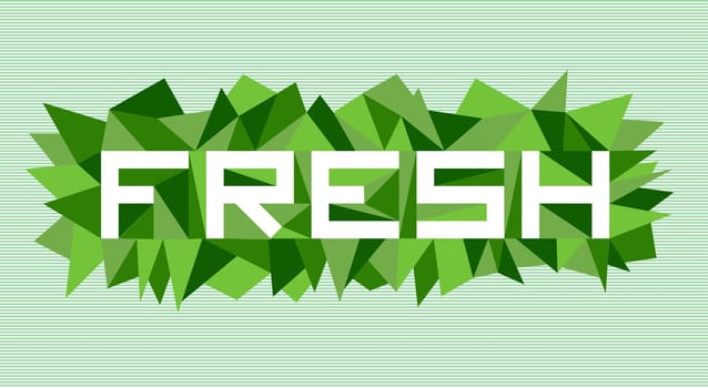 Trendy fresh flat text over retro triangle composition background. Vector file layered for easy manipulation and custom coloring.