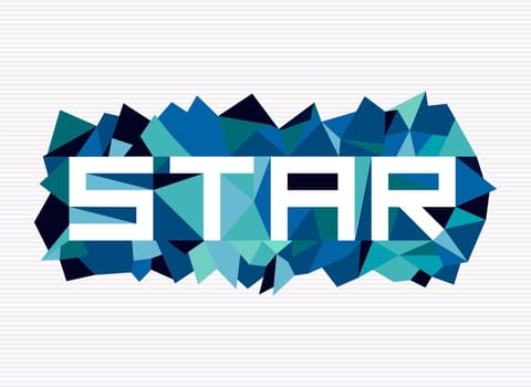 Trendy star flat text over retro triangle composition background. Vector file layered for easy manipulation and custom coloring.