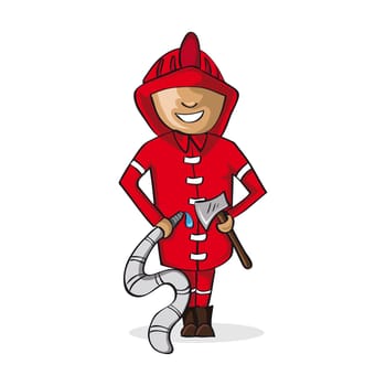 Profession career, fire fighter man, work success illustration. Vector file layered for easy personalization.