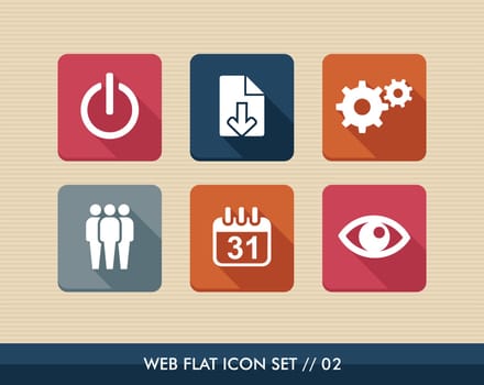 Web applications flat icon set, social media organization elements. Vector file layered for easy editing.