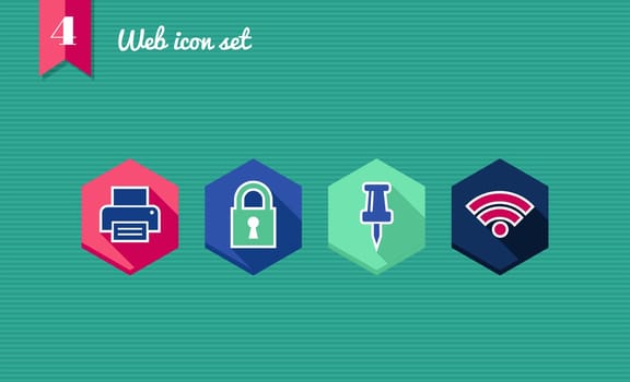 Web applications flat icon set, office elements. Vector file layered for easy editing.