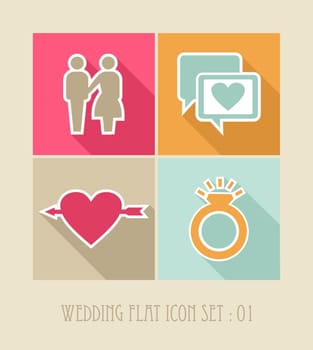 Wedding flat icon set, web apps