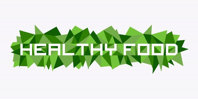 Unusual healthy food flat text over vintage triangle composition background. Vector file layered for easy manipulation and custom coloring.