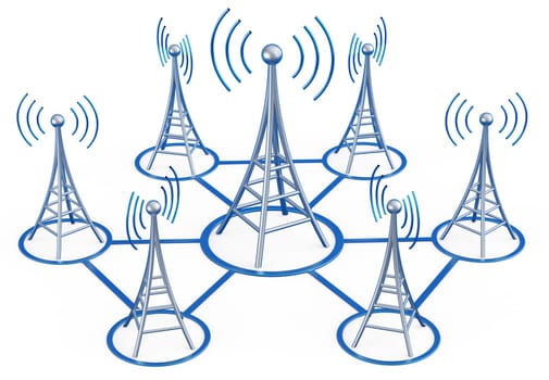 Powerful digital transmitters for TV, mobile and multimedia broadcast sends information signals from high tower
