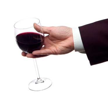 business men with red wine in hand on white
