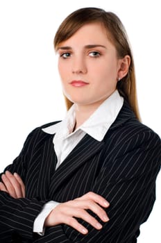 young confident business woman, isolated on white