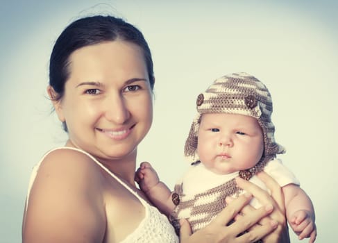 Baby and mom on the beach