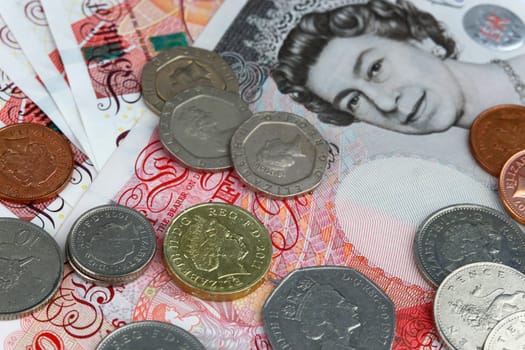 Uk sterling money notes and coins for business