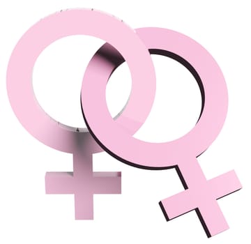 3d render of female symbols linked together over white