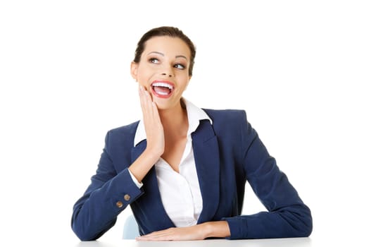 Portrait of young success businesswoman or student in elegant clothes