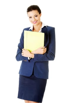 Portrait of happy businesswoman isolated on white