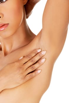 Woman's armpit, isolated on white