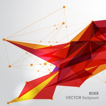 Modern red and yellow network transparent triangles abstract background illustration. EPS10 vector with transparency organized in layers for easy editing.
