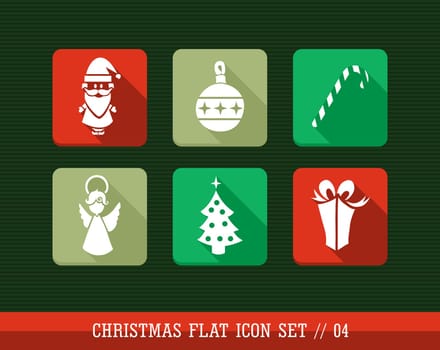 Merry Christmas colorful internet app flat icon set. Vector file layered for easy personalization.