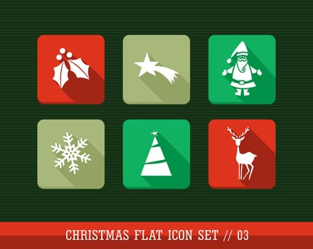 Merry Christmas colorful internet app flat icon set. Vector file layered for easy personalization.