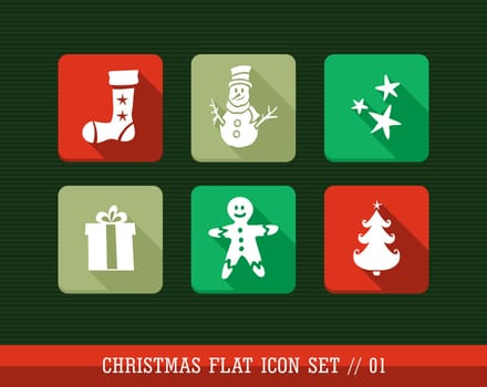 Merry Christmas colorful internet app flat icon set. Vector file layered for easy personalization.