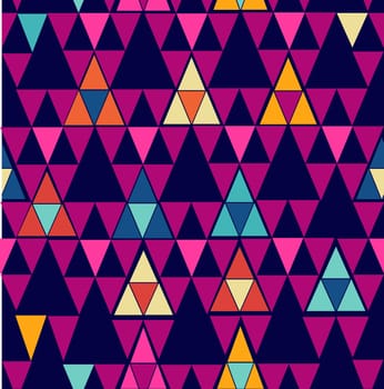 Unusual colorful retro hipsters triangle seamless pattern background. Vector file layered for easy editing.