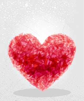 Trendy red love heart transparent shapes elements grunge background. EPS10 vector with transparency organized in layers for easy editing.