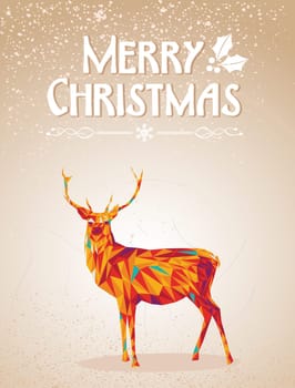Trendy Christmas colorful reindeer transparency geometric elements grunge background. EPS10 vector with transparency organized in layers for easy editing.