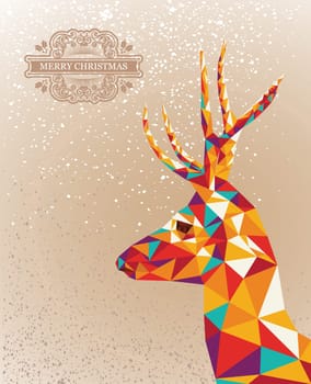 Trendy Christmas colorful reindeer transparent geometric elements grunge background. Vector file layered for easy editing.