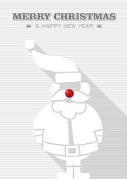 Merry Christmas and happy new year, Rudolph reindeer red dot nose Santa Claus. Vector file layered for easy editing.