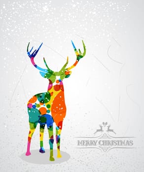Trendy Christmas colorful reindeer transparent circle elements grunge background. EPS10 vector with transparency organized in layers for easy editing.