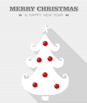 Merry Christmas and happy new year, Rudolph reindeer red dot nose bauble tree. Vector file layered for easy editing.