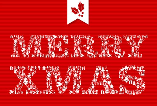 Merry Christmas icons text composition background. Vector layered for easy editing.