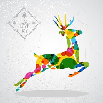 Trendy Christmas colorful reindeer transparent geometric elements grunge background. EPS10 vector with transparency organized in layers for easy editing.