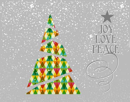 Merry Christmas colorful abstract tree transparent triangles snow background. EPS10 vector with transparency organized in layers for easy editing.