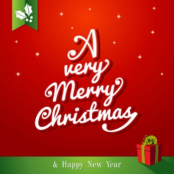 A very Merry Christmas and happy new year,tree shape red background. Vector file layered for easy editing.