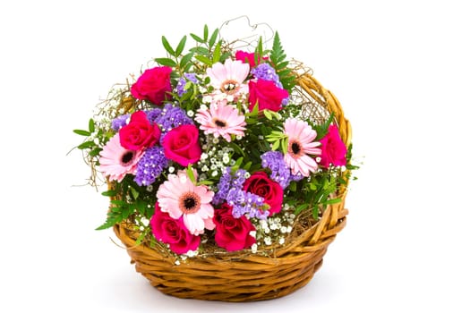 colourful flowers in a basket