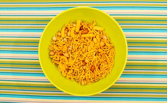 Snack Bombay Mix, a typical Indian snack.