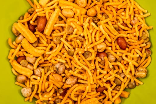 Snack Bombay Mix, a typical Indian snack.