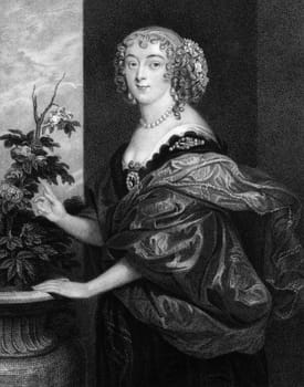 Dorothy Spencer, Countess of Sunderland (1617-1684) on engraving from 1829. Engraved by T.Wright and published in ''Portraits of Illustrious Personages of Great Britain'',UK,1829.