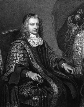 Francis North, 1st Baron Guilford (1637-1685) on engraving from 1830. Engraved by W.T.Mote and published in ''Portraits of Illustrious Personages of Great Britain'',UK,1830.