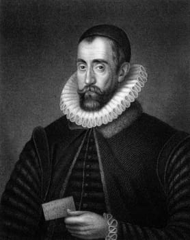 Francis Walsingham (1532-1590) on engraving from 1829. Principal secretary to Queen Elizabeth I of England. Engraved by J.Cochran and published in  ''Portraits of Illustrious Personages of Great Britain'',UK,1829.