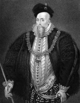 Robert Dudley, 1st Earl of Leicester (1533-1588) on engraving from 1830. English nobleman. Engraved by J.Cochran and published in ''Portraits of Illustrious Personages of Great Britain'',UK,1830.