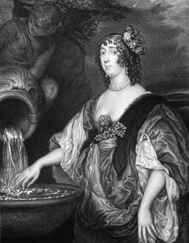 Lucy Hay, Countess of Carlisle (1599-1660) on engraving from 1827. English courtier. Engraved by T.A.Dean and published in ''Portraits of Illustrious Personages of Great Britain'',UK,1827.
