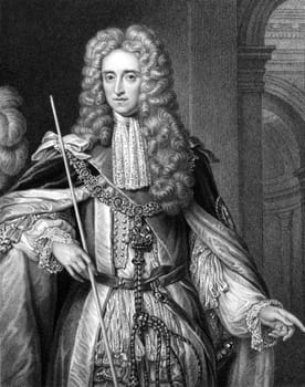 Thomas Osborne, 1st Duke of Leeds (1632-1712) on engraving from 1830. English statesman. Engraved by S.Freeman and published in ''Portraits of Illustrious Personages of Great Britain'',UK,1830.