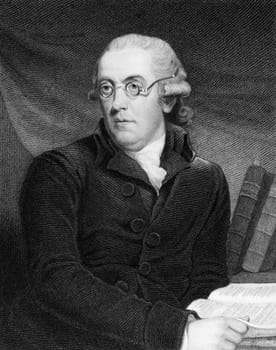 Robert Nares (1753-1829) on engraving from 1835. English clergyman, philologist and author. Engraved by S.Freeman after J.Hoppner and published in "National Portrait Gallery'',UK,1835."