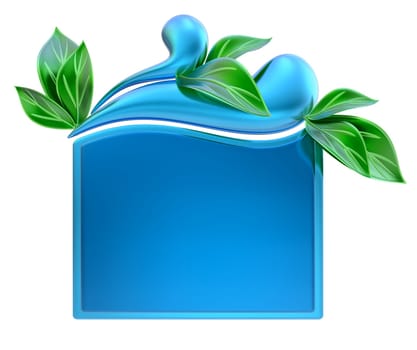 blue form with water drops and leafs