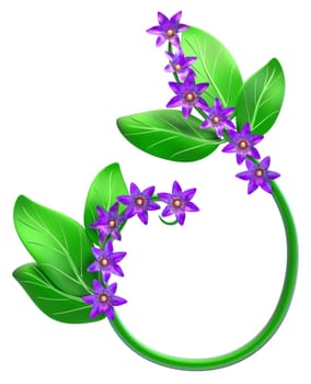 abstract green branch with leafs and flowers as decoration for frames